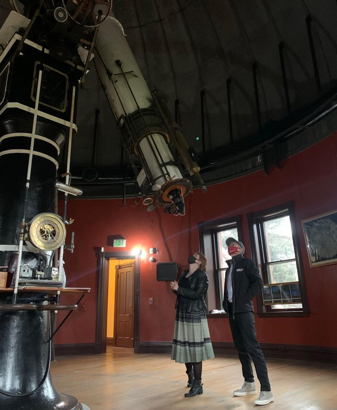 Chancellor Haefner and me with the historic  telescope